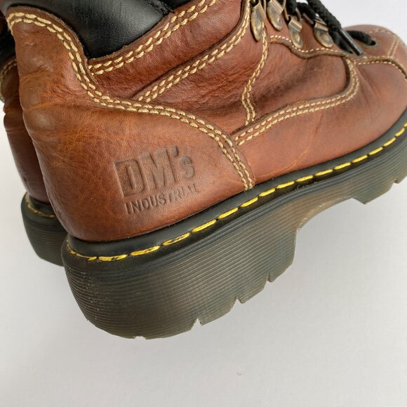 Dr Martens Brown Leather Chunky Steel Toe Industrial Boots 8845 Vintage Docs